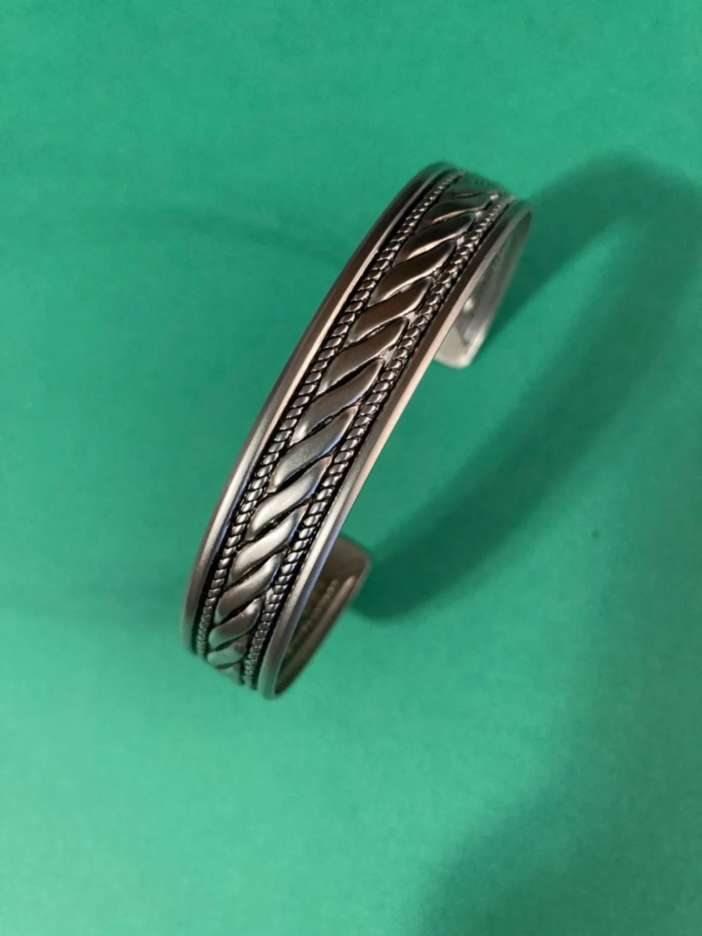 Braided Detail Silver-Tone Cuff Bracelet